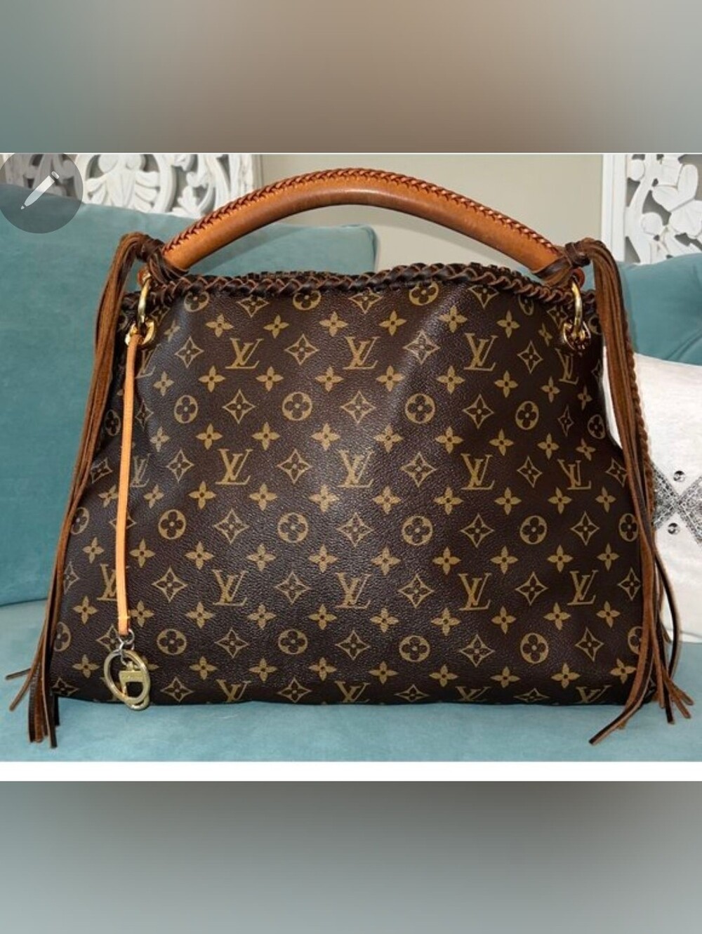 Louis Vuitton Artsy GM Brown Monogram Canvas Shoulder Bag with Tan Handle